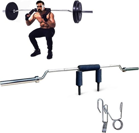 Fitness Safety Squat Bar 700LB,Safety Squat Barbell With 2 Xbarbell Clips,Neck & Shoulder Pad,Weight Squat Bar Fits 2" Olympic Plates(Without Weights) in Kuwait