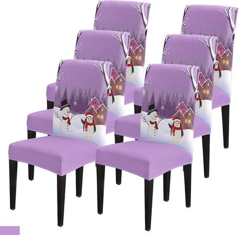 أغطية الكراسي، أغطية كراسي البطريق الأرجواني ورجل الثلج في عيد الميلاد، غطاء كرسي لحفلات الزفاف، أغطية كراسي لغرفة الطعام 6 عبوات، أغطية مقاعد لكراسي الطعام، أغطية كراسي مطبخ قابلة للتمدد in Kuwait