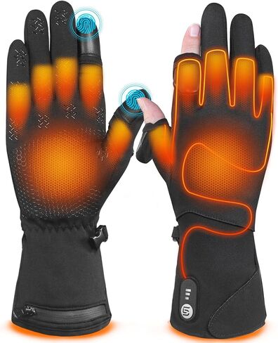 Heated Gloves for Men Women Rechargeable Heated Glove Liners with 7.4V 2800mAh Battery Suit, Thin, Fingerless, Touchscreen-Friendly, Light-Off Design in Saudi Arabia
