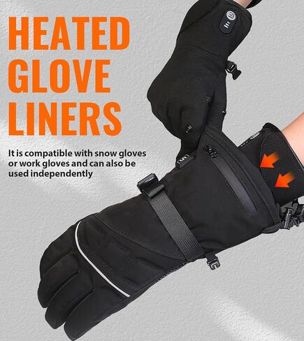 Heated Gloves for Men Women Rechargeable Heated Glove Liners with 7.4V 2800mAh Battery Suit, Thin, Fingerless, Touchscreen-Friendly, Light-Off Design in Saudi Arabia