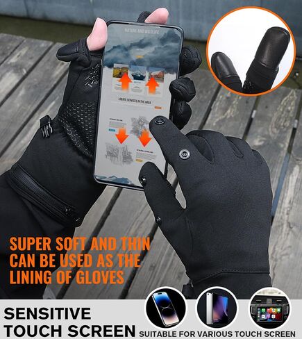 Heated Gloves for Men Women Rechargeable Heated Glove Liners with 7.4V 2800mAh Battery Suit, Thin, Fingerless, Touchscreen-Friendly, Light-Off Design in Saudi Arabia