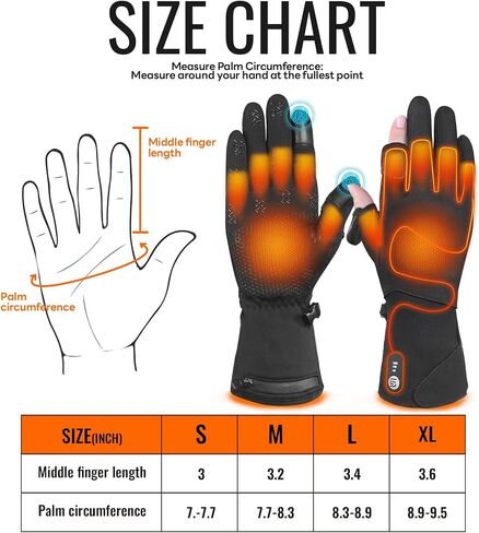 Heated Gloves for Men Women Rechargeable Heated Glove Liners with 7.4V 2800mAh Battery Suit, Thin, Fingerless, Touchscreen-Friendly, Light-Off Design in Saudi Arabia
