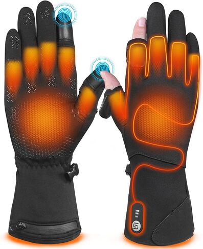 Heated Gloves for Men Women Rechargeable Heated Glove Liners with 7.4V 2800mAh Battery Suit, Thin, Fingerless, Touchscreen-Friendly, Light-Off Design in Saudi Arabia