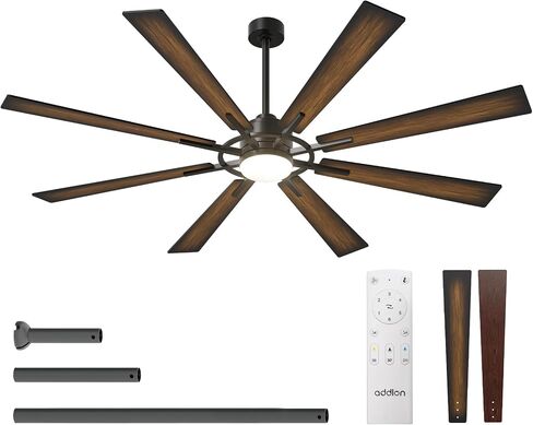 addlon Ceiling Fans with Lights, 80'' Indoor/Outdoor Black Ceiling Fan with Remote Control, Reversible DC Motor, 8 Blades, 3CCT, Dimmable, Noiseless, Ceiling Fan for Bedroom, Farmhouse, Living Room in Saudi Arabia
