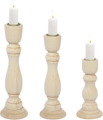 3 قطع من حوامل الشموع الخشبية، شمعدانات المزرعة الخشبية، حاملات شموع غير مكتملة، عصي شموع ريفية لديكور المنزل، شموع حلزونية مستدقة ذاتية الصنع in Kuwait