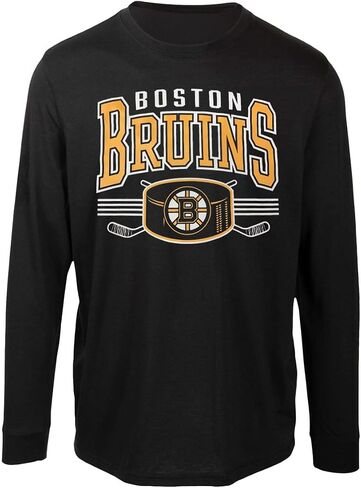 تي شيرت Outerstuff Boston Bruins للأولاد مقاس 4-18 بشعار فريق Puck وأكمام طويلة in Saudi Arabia