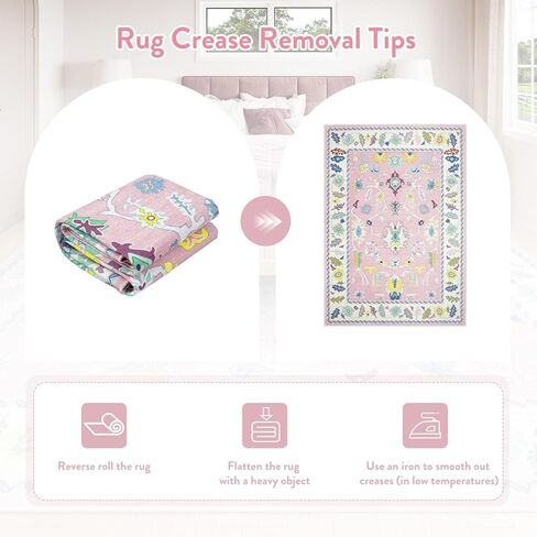 سجادة LIVEBOX غير قابلة للانزلاق، سجادة منطقة قابلة للغسل مقاس 8 × 10 بوصة لغرفة المعيشة، سجادة بوهو كبيرة للحضانة، حصيرة منسوجة مسطحة سجادة داخلية تركية لغرفة نوم الأطفال، غرفة الطعام، مكتب المنزل، أزرق ووردي in Kuwait