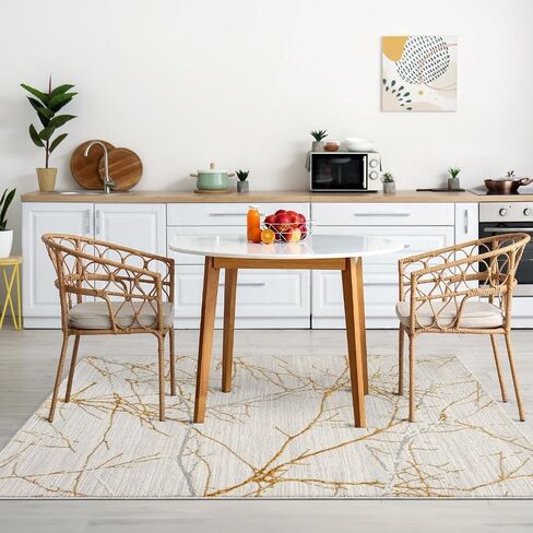 مجموعة غروب الشمس من LUXE WEAVERS مقاس 372 باللون الذهبي مقاس 8 × 10 سجادة منطقة مجردة حديثة in Kuwait