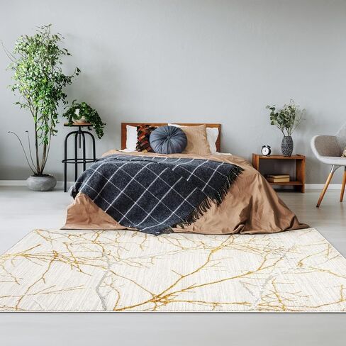 مجموعة غروب الشمس من LUXE WEAVERS مقاس 372 باللون الذهبي مقاس 8 × 10 سجادة منطقة مجردة حديثة in Kuwait
