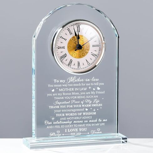 Movdyka Mother in Law Birthday Gifts from Daughter in Law Crystal Clock, Christmas for Mother in Law from Son in Law, Best Mother-in-Law Gifts Ideas on Weeding Day in Saudi Arabia