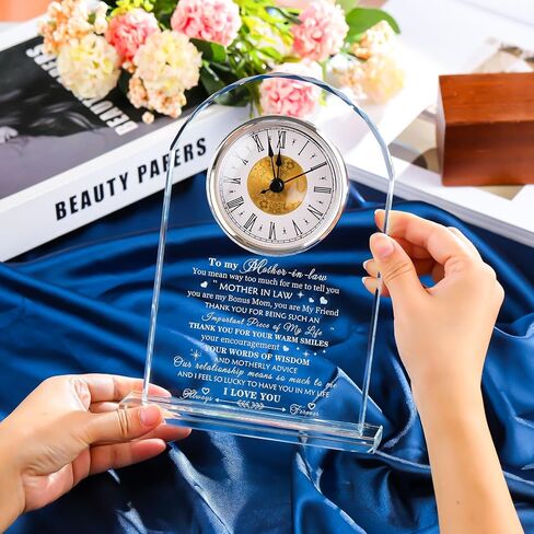 Movdyka Mother in Law Birthday Gifts from Daughter in Law Crystal Clock, Christmas for Mother in Law from Son in Law, Best Mother-in-Law Gifts Ideas on Weeding Day in Saudi Arabia
