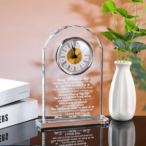 Movdyka Mother in Law Birthday Gifts from Daughter in Law Crystal Clock, Christmas for Mother in Law from Son in Law, Best Mother-in-Law Gifts Ideas on Weeding Day in Saudi Arabia