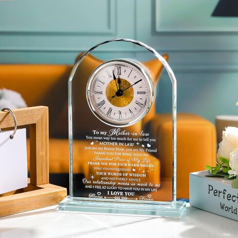 Movdyka Mother in Law Birthday Gifts from Daughter in Law Crystal Clock, Christmas for Mother in Law from Son in Law, Best Mother-in-Law Gifts Ideas on Weeding Day in Saudi Arabia