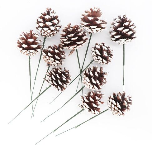 عيد الميلاد الطبيعية مخاريط الصنوبر بخاخ مجموعة من 12 كوز ثلجي يختار DIY الحرف ينبع مخاريط الصنوبر العصي فروع لشجرة عيد الميلاد الحلي إكليل إكليل عطلة الزهور ترتيب الإمدادات (12) in Kuwait