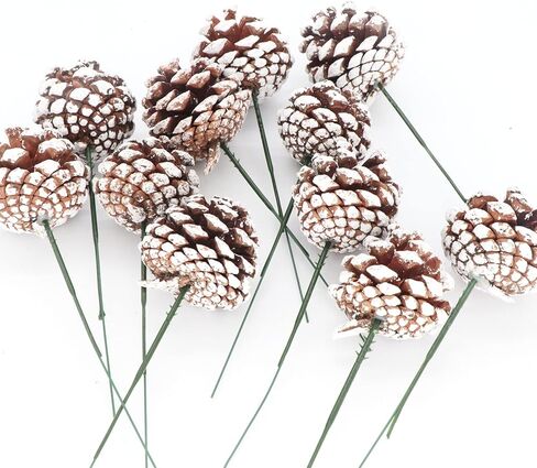 عيد الميلاد الطبيعية مخاريط الصنوبر بخاخ مجموعة من 12 كوز ثلجي يختار DIY الحرف ينبع مخاريط الصنوبر العصي فروع لشجرة عيد الميلاد الحلي إكليل إكليل عطلة الزهور ترتيب الإمدادات (12) in Kuwait