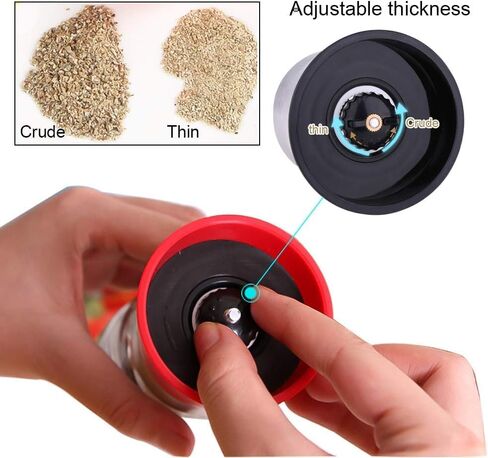 مطحنة فلفل سعة 6 أونصة، مطحنة ملح وفلفل قابلة لإعادة الملء (عبوة فردية) مطحنة فلفل أحمر، مطحنة ملح وفلفل من الفولاذ المقاوم للصدأ مع دوار سيران in Kuwait