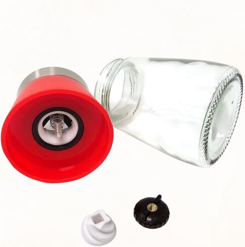 مطحنة فلفل سعة 6 أونصة، مطحنة ملح وفلفل قابلة لإعادة الملء (عبوة فردية) مطحنة فلفل أحمر، مطحنة ملح وفلفل من الفولاذ المقاوم للصدأ مع دوار سيران in Kuwait