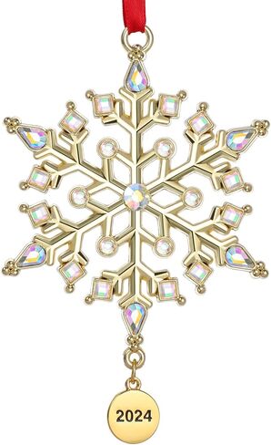 Christmas Ornament 2024 - Snowflake Ornaments for Xmas Tree,Window, Room Decorations,Holiday Decorative Hanging Pendant Keepsake Ornament 2024 with Gift Box in Saudi Arabia
