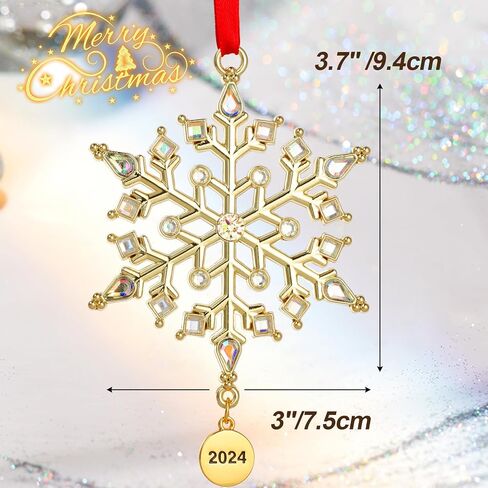 Christmas Ornament 2024 - Snowflake Ornaments for Xmas Tree,Window, Room Decorations,Holiday Decorative Hanging Pendant Keepsake Ornament 2024 with Gift Box in Saudi Arabia