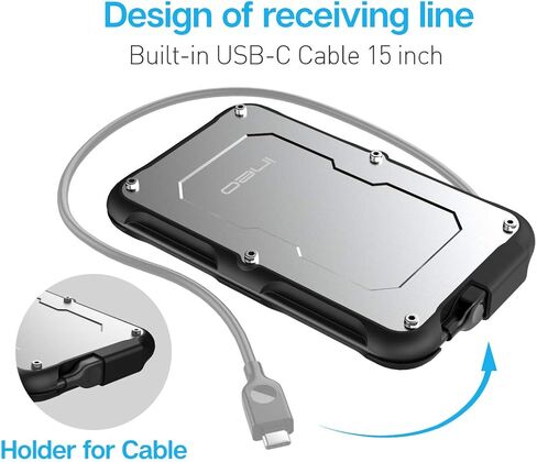 انيو حافظة قرص صلب خارجي متين مقاوم للماء والصدمات لـ 2.5 انش 9.5 ملم او 7 ملم ساتا HDD SSD (USB 3.0 نوع A، T2580) in Kuwait