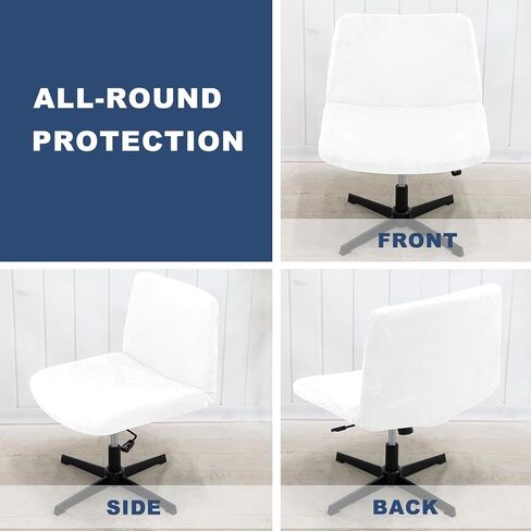 HAOYONG Armless Chair Cover Criss Cross Chair Cover Velvet Armless Office Desk Chair Slipcover Modern Mid Back Accent Chair Cover Washable Removable Chair Protector for Accent Chair Without Arms in Saudi Arabia