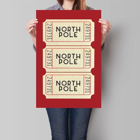 BTNXWL Red North Pole Sign Ticket Prints Christmas Canvas Wall Art, North Pole Sign Christmas Posters for Room Aesthetic, Happy Holiday Pictures for Wall Decor 12x16in Unframed in Saudi Arabia