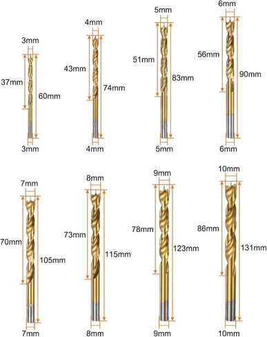 HARFINGTON Brad Point Drill Bit Set 3/4/5/6/7/8/9/10mm Dia Straight Round Shank Drill Metric Brad Point Spiral Twist Drill Bits for Carpenter Woodworking Plastic Rubber, Golden 8in1 Set in Saudi Arabia