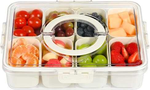 Portable Snackle Box Container, Divided Snack Tray with Lid and Handle, Clear Snack Box Container with 8 Compartments in Saudi Arabia