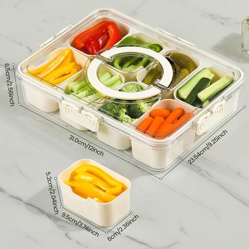 Portable Snackle Box Container, Divided Snack Tray with Lid and Handle, Clear Snack Box Container with 8 Compartments in Saudi Arabia