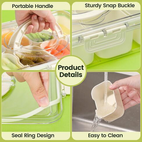 Portable Snackle Box Container, Divided Snack Tray with Lid and Handle, Clear Snack Box Container with 8 Compartments in Saudi Arabia