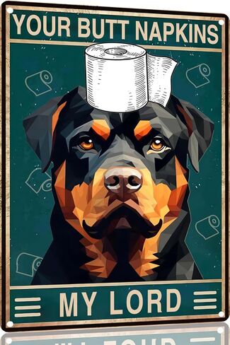علامة Rottweiler مقاس 12 × 8 بوصة لتزيين جدار الحمام - مناديل المؤخرة الخاصة بك يا ربي - علامة معدنية عتيقة لغرفة النوم والمرحاض أو الحمام جدار الفن هدية لمحبي الحيوانات الأليفة (1092) in Saudi Arabia