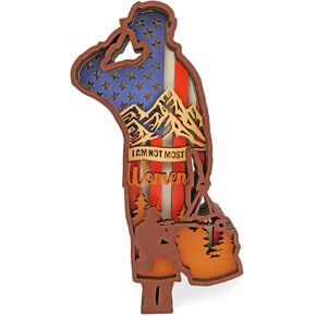 Laisgee Multi-Layered Female Veteran Decor, Wooden Veterans Day Gift for Women 5 Layers Self-standing Statue Desktop Shelf Mantel Display 9''