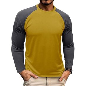 Men's Crew Neck Baseball T-Shirts Fashion Vintage Slim Fit Tee Lightweight Soft Raglan Shirts