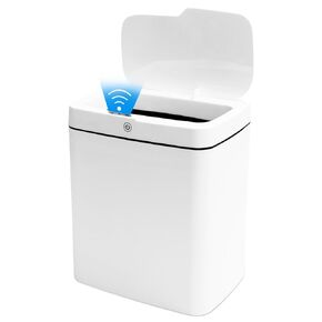4-Gallon Motion Sensor Trash Can Bathroom - Automatic Touchless Bathroom Trash Can with Lid, IPX5 Waterproof, Induction & Vibration Modes - Electric Small Motion Sensor Trash Can for Bathroom