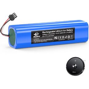 melasta 5200mAh Replacement Battery for Proscenic M7 Pro M8 Pro M7 Max LDS M7 Pro, U6 Robot/Lenovo LR1/UONI V980 MAX/UONI V980 Plus/Xiaomi Viomi S9/Xiaomi Viomi D800 14.4V Li-ion Robot Vacuum Cleaner