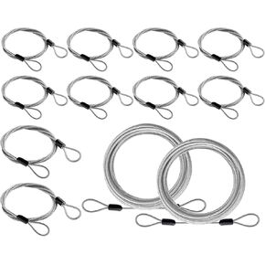 4 Ft 3mm Security Cable Luggage Lock Cable, 12 Pack Braided Stainless Steel Outdoor Travel Safety Cable Wire Rope with Double Loop Anti Theft Flex Bike Cable Wire