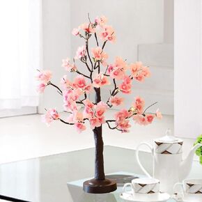 Pink Cherry Blossom Tree Light 24 LED Fairy Light Spirit Tree 8 Lighting Modes Battery/USB Operated with Timer Artificial Tree Indoor Decor for Living Room Party Wedding Spring (Warm White)