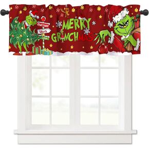 Christmas Kitchen Valance for Windows Curtain Topper for Living Room Bathroom Xmas Decor 52 * 18in (Black)