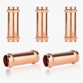 (Pack of 10) EFIELD 1/2" x 1/2" Copper Press Fit Extended Coupling Fittings, No Stop