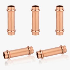 (Pack of 10) EFIELD 1/2" x 1/2" Copper Press Fit Extended Coupling Fittings, No Stop