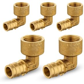 (10-Pack) Seelink PEX-A Expansion Fittings, PEX-A 1/2" x 1/2" Female NPT Elbow, Brass Expansion Pipe Fittings, for PEX Tubing Pipe Hose Fittings, ASTM F1960
