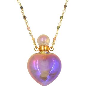 ANGEL AURA Healing Heart-Shaped PERFUME BOTTLE Necklace with 14k Gold Plated Tourmaline Chain - Fill with Perfume, Essential Oils + Magical Oils in Saudi Arabia
