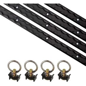 US Cargo Control 8 Piece Aluminum L-Track Tie Down System, Includes L-Track Rails and Single Stud Fittings for Easy Installation, Versatile Trailer Tie Down System for Motorcycles, ATVs and More