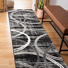 Rugshop Modern Wavy Circles Design Runner Rug 2' x 7' 2" Red