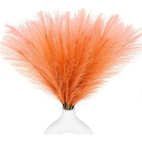 30pcs Faux Pampas Grass Pink Orange Decor, 17.7inch Short Artificial Pompous Grass Fluffy Fake Pompas Grass Branches Vase Filler Flower Arrangement for Home Party Wedding Christmas Decoration