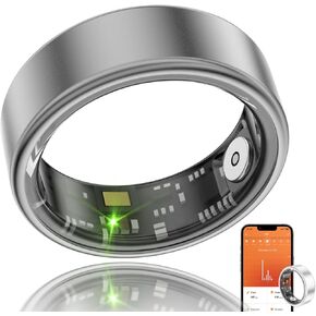 Smart Ring Health Fitness Tracker, Size First with Sizing Kit, Activity & Sleep Tracker/Stress/Heart Rate Monitor, Waterproof Smart Ring for Men/Women, No App Subscription