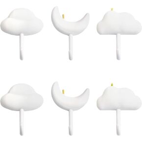 MOROBOR Star Cloud Decorative Hooks,6pcs Wall Entryway Hanger Wall Mount Key Hooks Adhesive Hooks for Living Room Bedroom Kids Room Nursery Decor