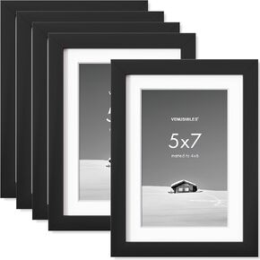 12x16 inch Picture Frame, 12x16 Photo Frames with 9x12 Removable Mat - High Definition Plexiglass - Vertical and Horizontal Display - Wall Hanging Frame - Black, 5 Pack