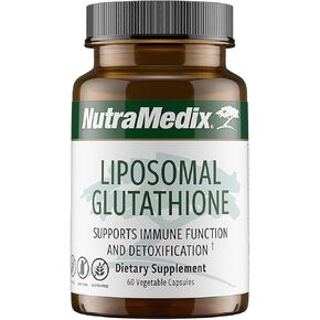 مكمل NutraMedix Liposomal Glutathione - L الجلوتاثيون لإزالة سموم الجسم بالكامل وتطهيره ودعم المناعة - تم تركيبه من أجل الامتصاص الأمثل - خالي من الصويا ومنتجات الألبان والغلوتين (60 كبسولة)