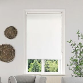 100% Blackout Window Roller Shade, Window Blind, Easy Installation, White. (White, 23" W x 72" H)